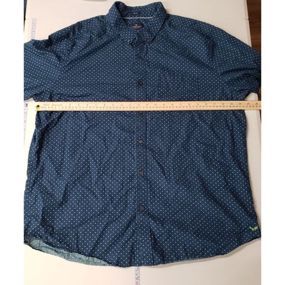 American Eagle Outfitters Mens Navy Polka Dot Long Sleeve Button Down Shirt XXL - Picture 3 of 5